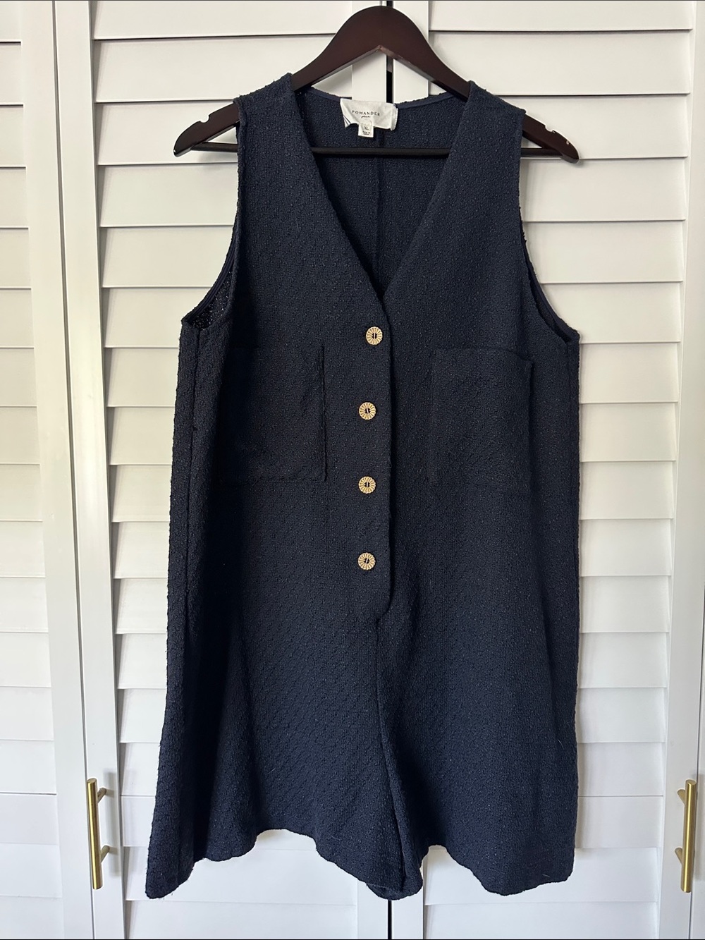 Pomander Place Navy Textured Myla Romper - XL